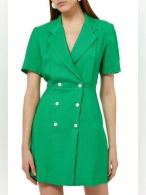 Sandro Maissane green tailored dress, as seen on the White Lotus
